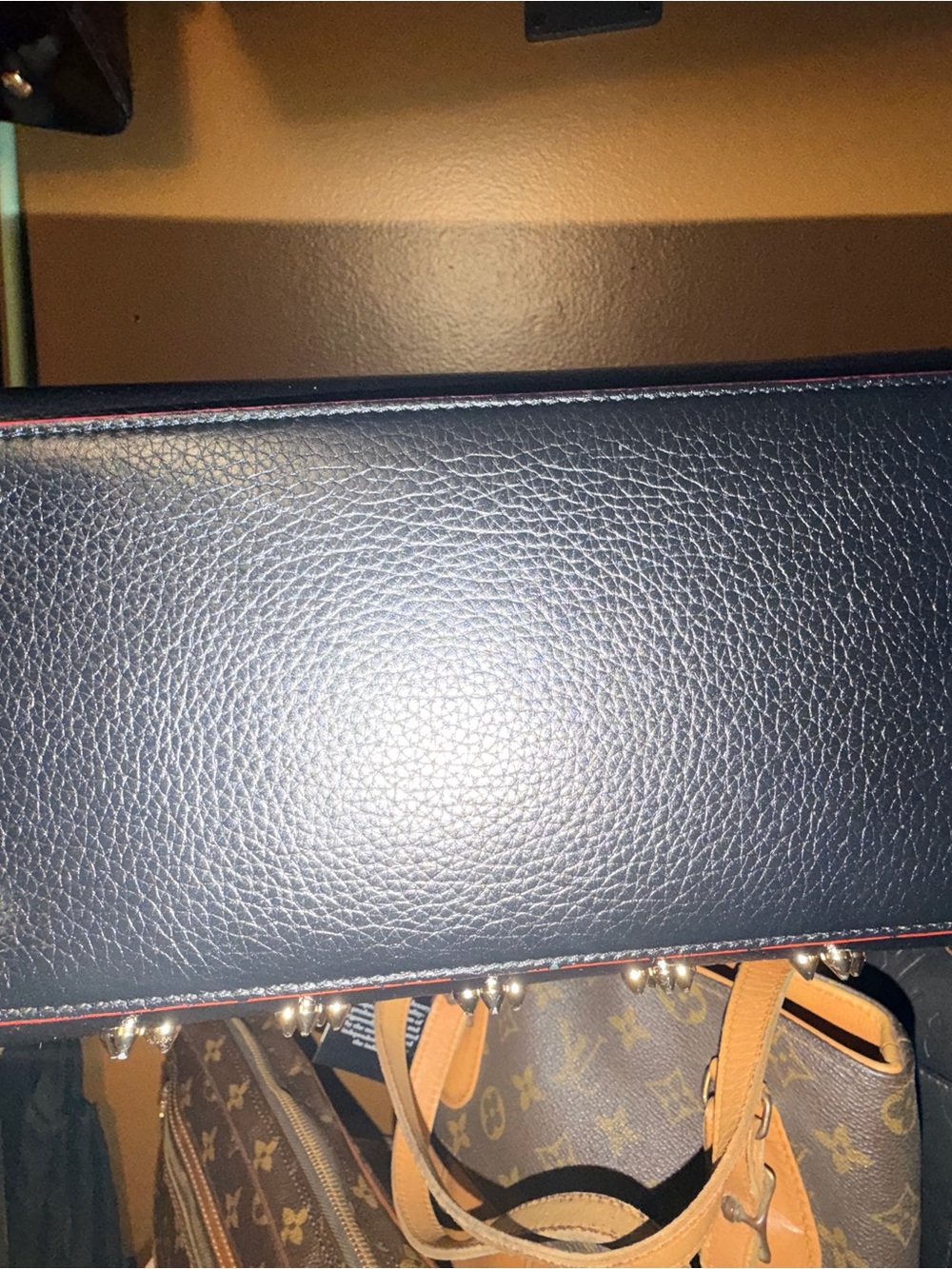 Christian Louboutin Paloma Medium Black Tote with Tan Handles and Gold Accents - Picture 7 of 16